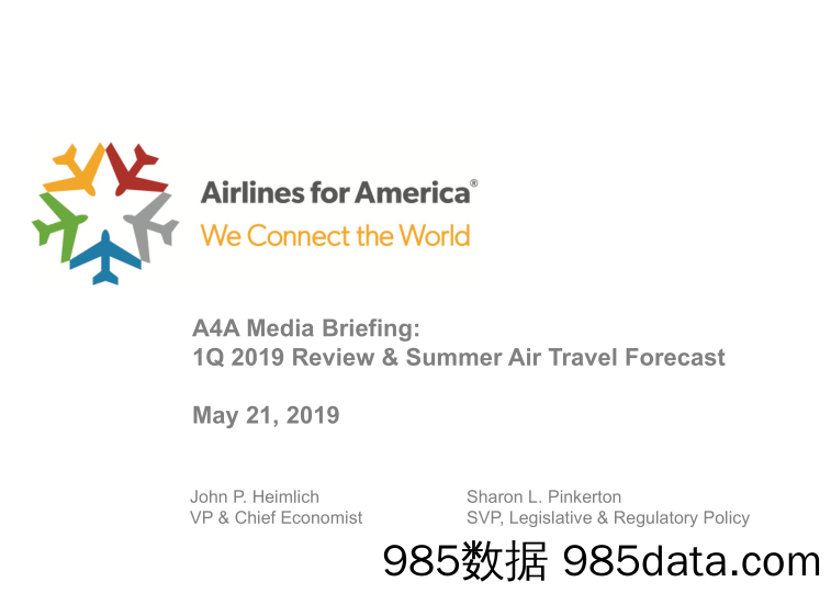 Airlines-2019年美国夏季航空客运量报告（英文）-2019.5.21