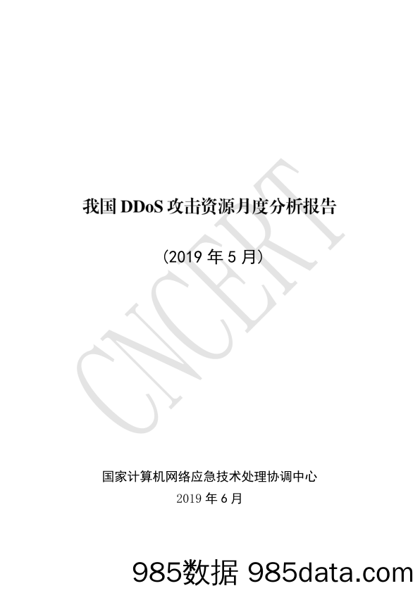 CNCERT-我国DDoS攻击资源月度分析报告（网络安全）-2019.6