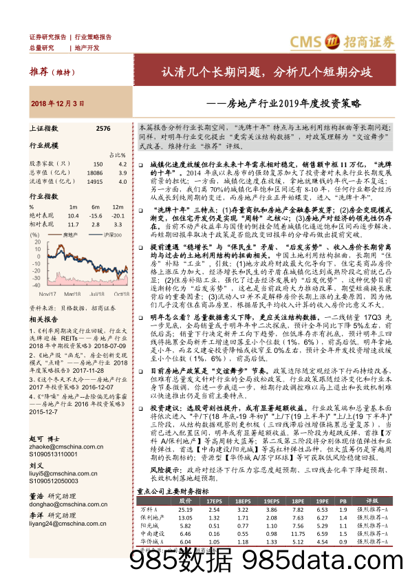 房地产行业2019年度投资策略：认清几个长期问题，分析几个短期分歧-20181203-招商证券