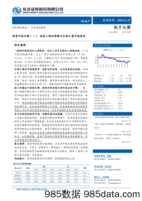 房租上涨的逻辑与长租公寓市场现状-房地产行业租赁市场专题（一）-20181127-东北证券