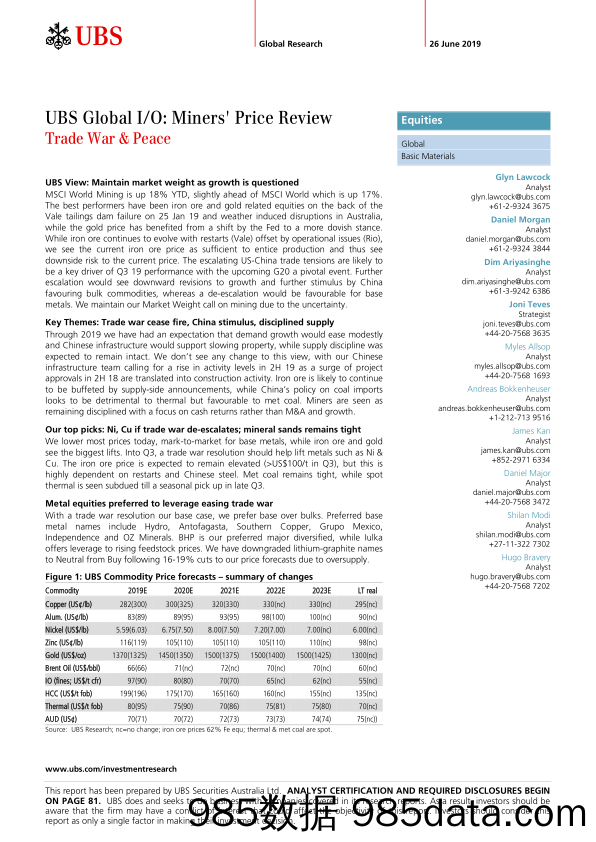 瑞银-全球大宗商品报告（铜铝铅锌黄金石油）-2019.6.26