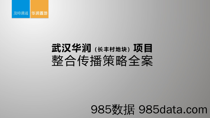 【招标全案-案例参考】武汉华润（长丰村地块）项目整合传播策略全案