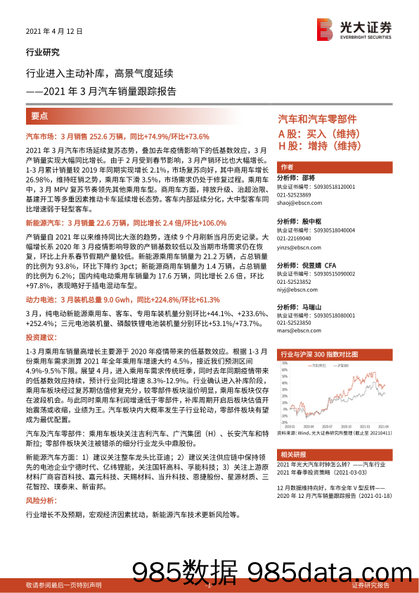 【汽车市场分析】汽车和汽车零部件行业2021年3月汽车销量跟踪报告：行业进入主动补库，高景气度延续-20210412-光大证券插图