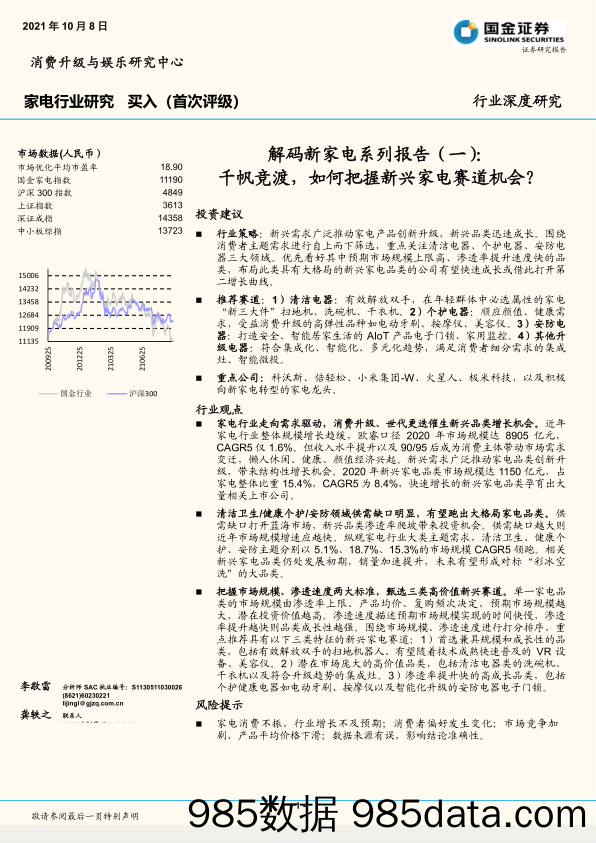 20211027-【家电】家电行业解码新家电系列报告（一）：千帆竞渡，如何把握新兴家电赛道机会？-国金证券-20211008