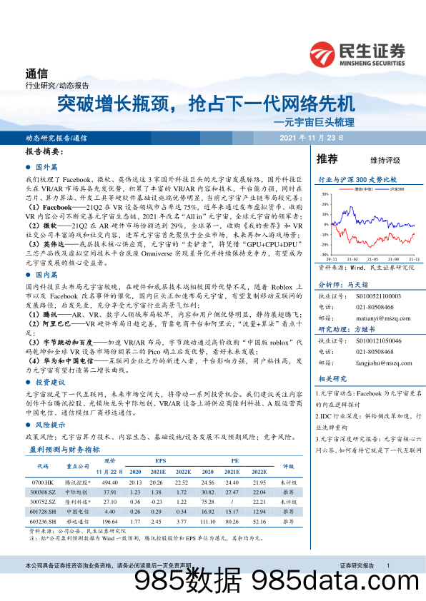 【元宇宙市场研报】通信行业元宇宙巨头梳理：突破增长瓶颈，抢占下一代网络先机