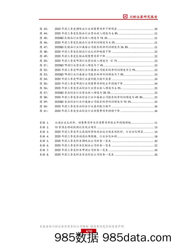 【酒市场研报】食品饮料行业2020年三季报总结：高端白酒确定性强，关注头部及高成长企业-20201113-川财证券插图3