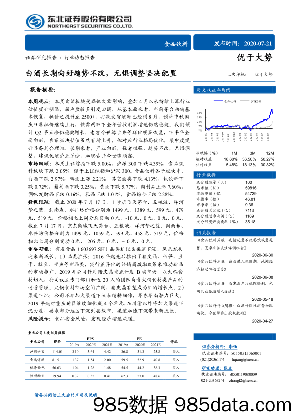 【酒市场研报】食品饮料行业：白酒长期向好趋势不改，无惧调整坚决配置-20200721-东北证券插图