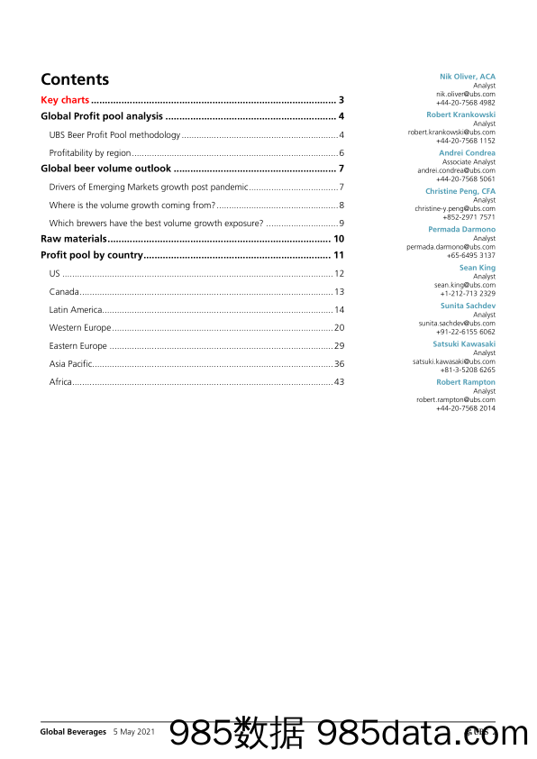 【酒市场研报】瑞银-全球饮料行业-啤酒经济学2021：全球啤酒利润池分析-2021.5.5插图1
