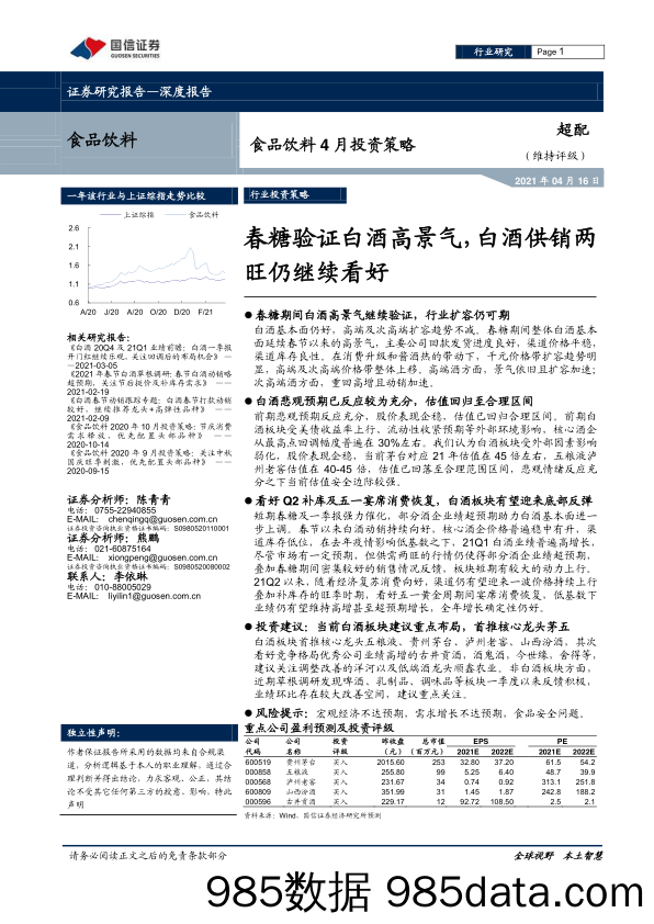 【酒市场研报】食品饮料行业4月投资策略：春糖验证白酒高景气，白酒供销两旺仍继续看好-20210416-国信证券