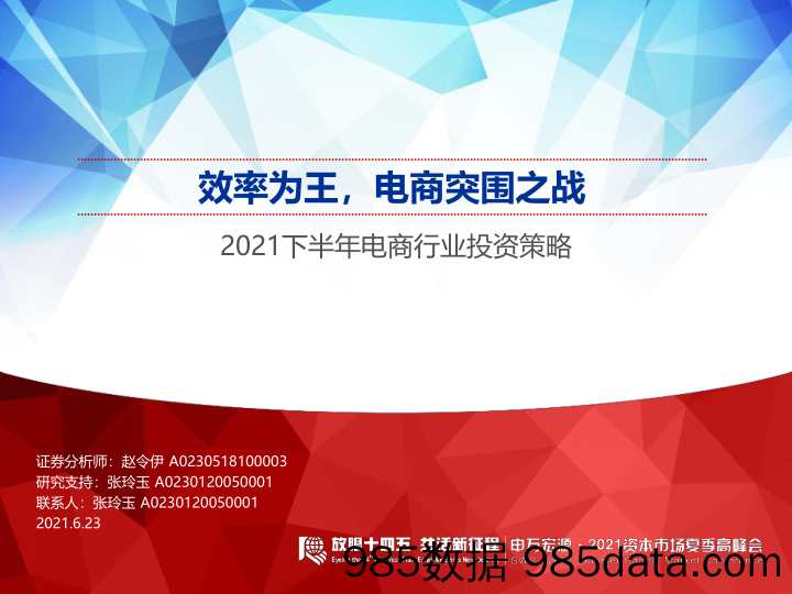 【电商行业】2021下半年电商行业投资策略：效率为王，电商突围之战-20210623-申万宏源