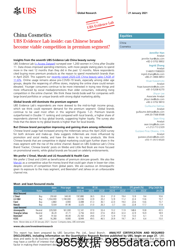 【最新品牌研报】瑞银-中国-化妆品行业-中国品牌能否成为高端市场的竞争者？-2021.1.21