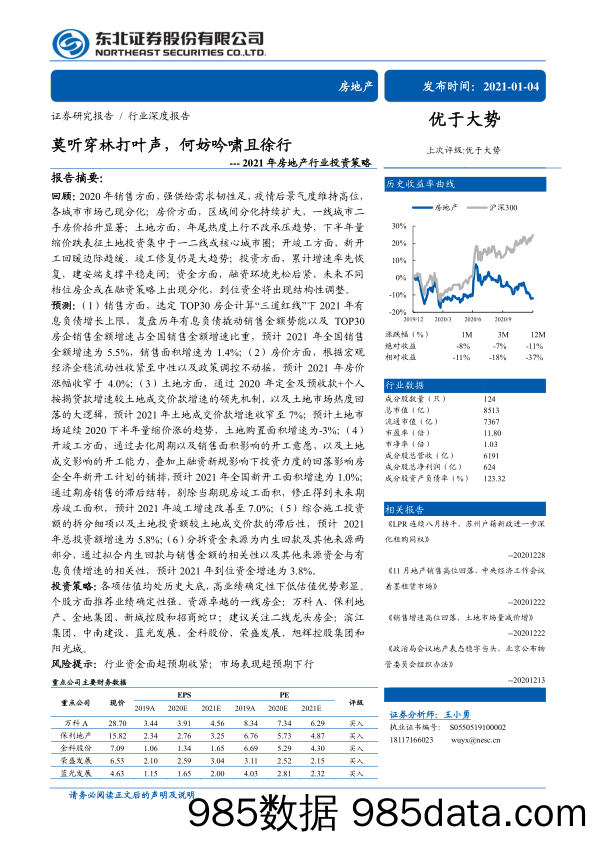 【最新地产研报】2021年房地产行业投资策略：莫听穿林打叶声，何妨吟啸且徐行-20210104-东北证券