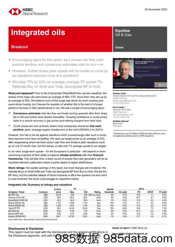 【食品饮料-研报】HSBC-全球-石油与天然气行业-全球整装油：突破-2020.11.30