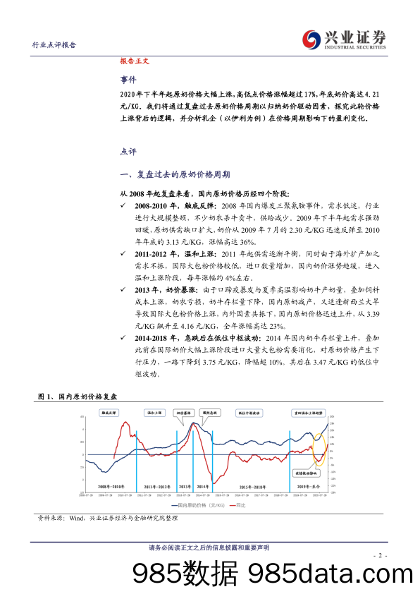 【食品饮料-研报】食品饮料行业：如何看待原奶价格上行期的乳企盈利表现-20210113-兴业证券插图1