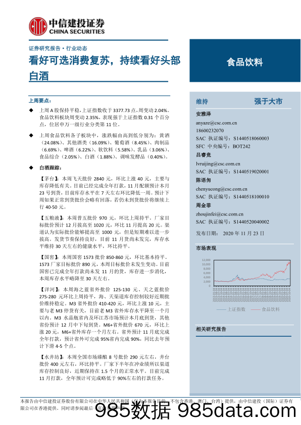 【食品饮料-研报】食品饮料行业：看好可选消费复苏，持续看好头部白酒-20201123-中信建投