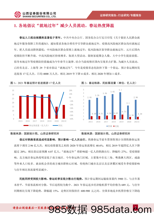 【文旅研报】社会服务专题研究：2021年春节旅游消费市场前瞻，就地过年对社服行业造成一定冲击，各子板块表现分化-20210128-山西证券插图3