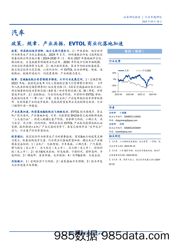 汽车行业专题研究：政策、规章、产业共振，EVTOL商业化落地加速-240418-国盛证券插图