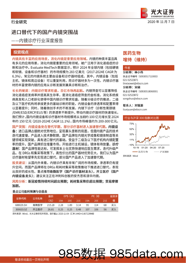 【进口贸易】光大证券-内镜诊疗行业深度报告：进口替代下的国产内镜突围战-2020.11