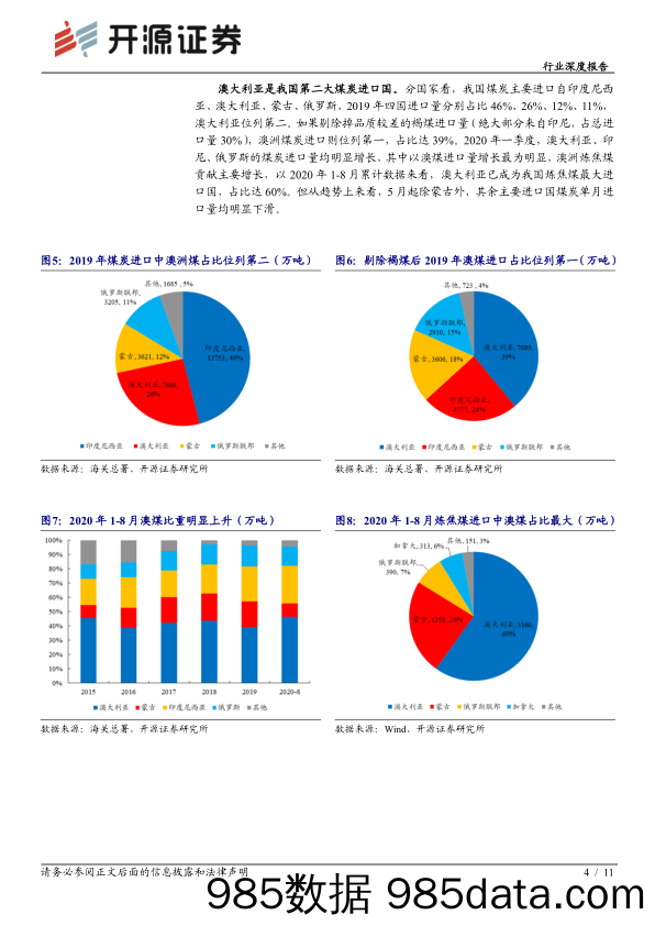 【进口贸易】煤炭开采行业澳煤进口禁令深度报告：澳煤进口禁令偏重影响炼焦煤，利好国内焦煤龙头-20201021-开源证券插图3