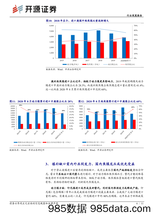 【进口贸易】煤炭开采行业澳煤进口禁令深度报告：澳煤进口禁令偏重影响炼焦煤，利好国内焦煤龙头-20201021-开源证券插图5