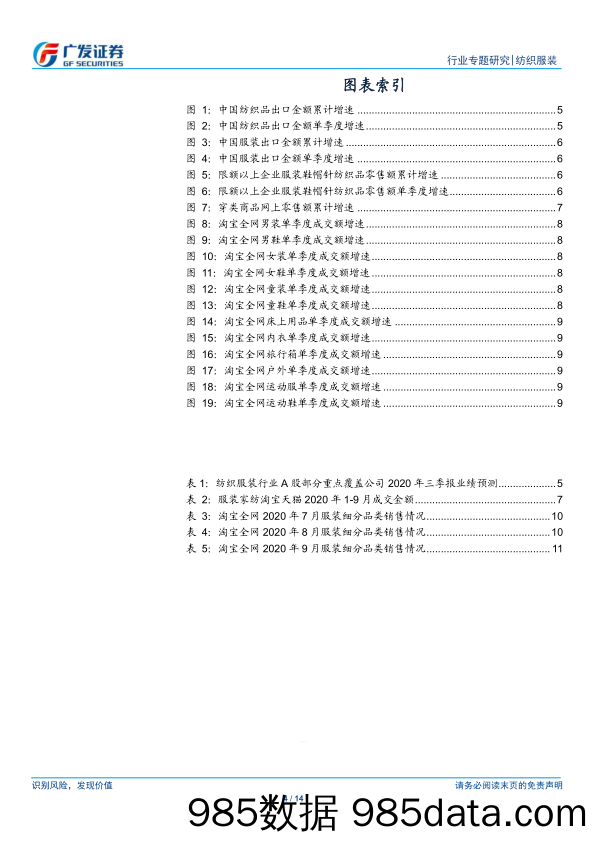 【服装服饰-市场研报】纺织服装行业2020年三季报业绩前瞻：上游纺织制造环比改善，下游服装家纺持续复苏-20201012-广发证券插图3