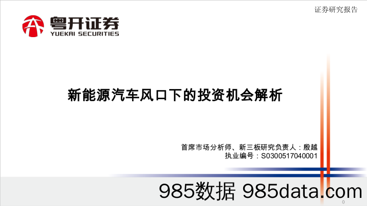 【新能源汽车研报】新能源汽车行业：新能源汽车风口下的投资机会解析-20210326-粤开证券