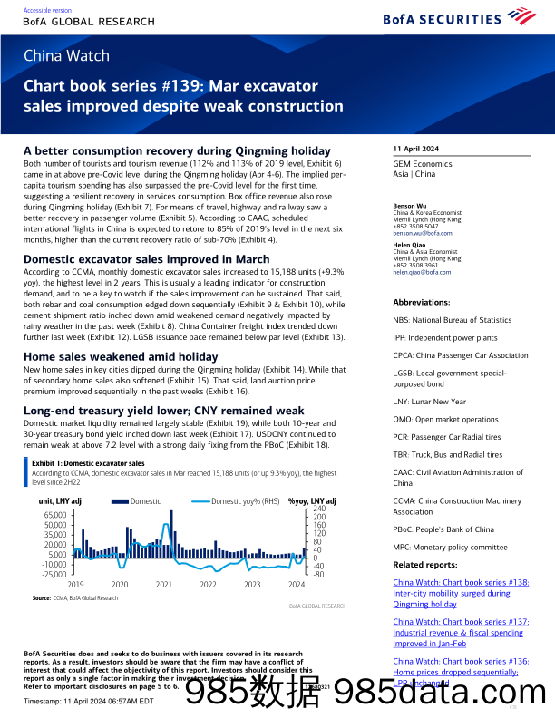 BofA Global Research-China Watch Chart book series #139 Mar excavator sales imp...-107518625