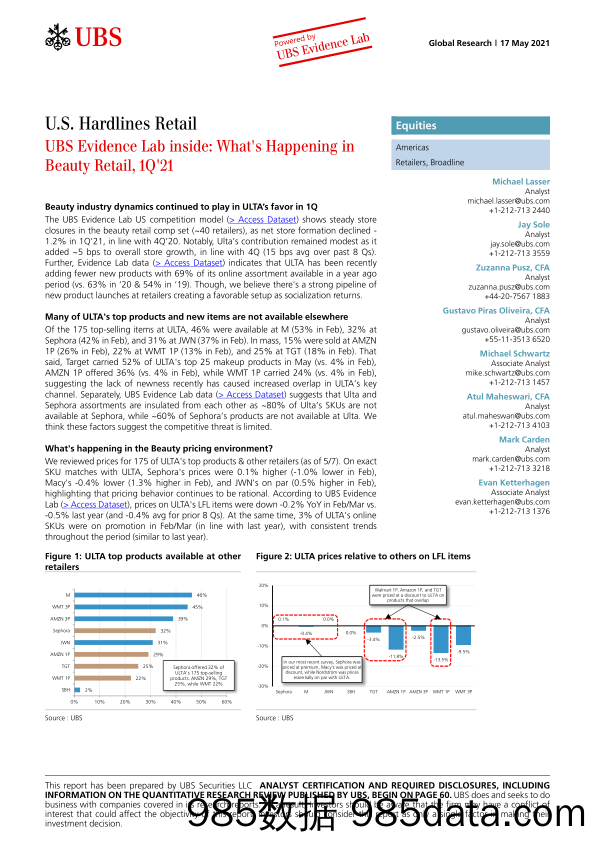 【零售 新零售-研报】瑞银-美股零售行业-美国硬线零售：2021年Q1美妆零售发生了什么-2021.5.17