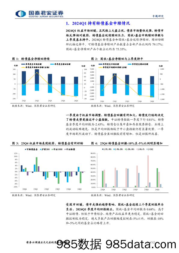 2024年一季度公募基金转债持仓跟踪：转债供给缩量下的选择-240426-国泰君安插图2