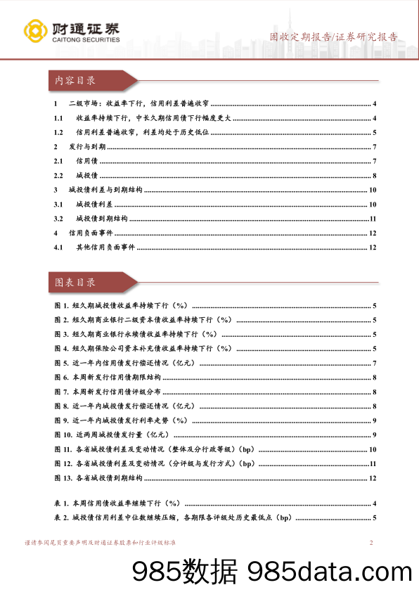 固收定期报告：资产荒行情延续，中长久期信用债成为主流-240422-财通证券插图1