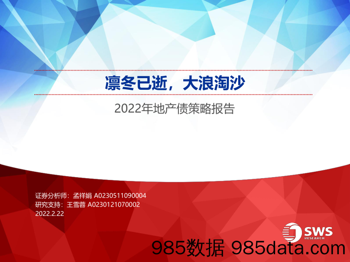 2022年地产债策略报告：凛冬已逝，大浪淘沙-20220222-申万宏源