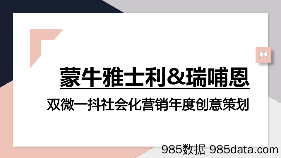 【年度营销案例】2020蒙牛雅士利 &瑞哺恩双微一抖年度创意方案