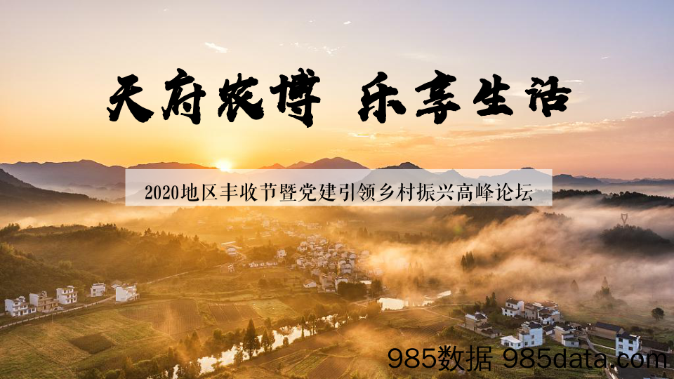 【展览峰会论坛-策划】2020地区丰收节暨党建引领乡村振兴高峰论坛“天府农博 乐享生活”活动策划方案