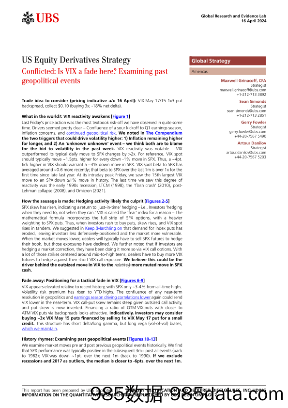 UBS Equities-US Equity Derivatives Strategy _Conflicted Is VIX a fade he...-107645684