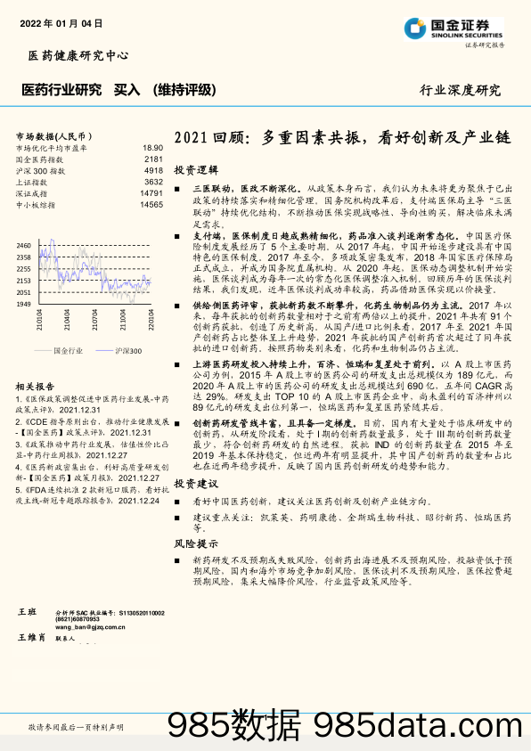 【医疗行业研报】医药行业深度研究：2021回顾，多重因素共振，看好创新及产业链-20220104-国金证券