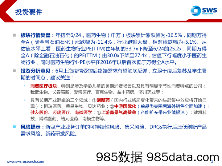 【医疗行业研报】医药生物行业2022年中期投资策略：重点关注暑期消费医疗复苏，重申行业长逻辑-20220629-申万宏源插图1