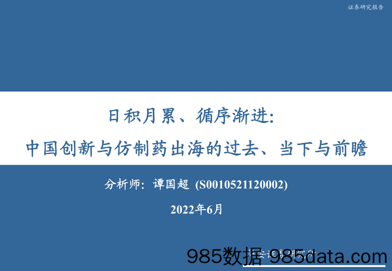 【医疗行业研报】医药行业：日积月累、循序渐进，中国创新与仿制药出海的过去、当下与前瞻-20220619-华安证券