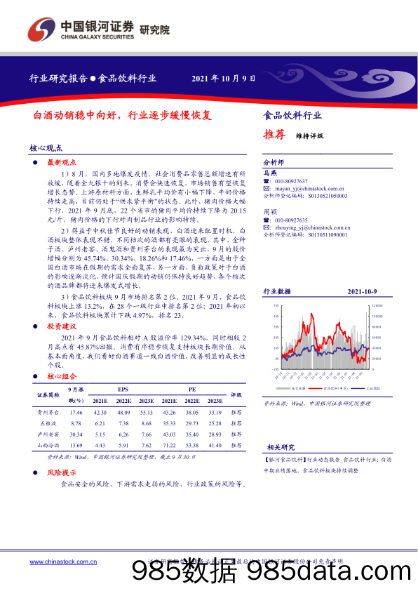 【食品饮料研报】食品饮料行业：白酒动销稳中向好，行业逐步缓慢恢复-20211009-银河证券