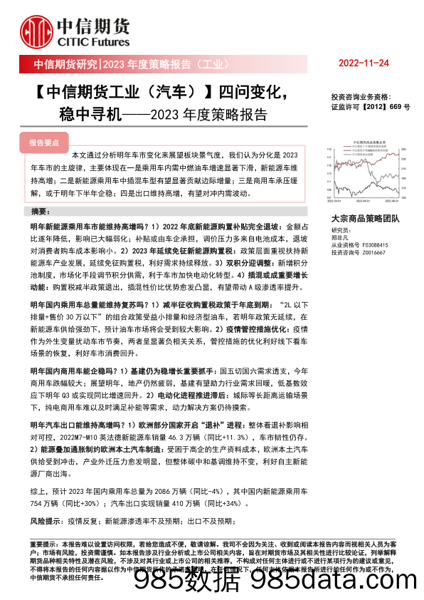 【汽车市场研报】2023年度策略报告（工业）：【中信期货工业（汽车）】四问变化，稳中寻机-20221124-中信期货