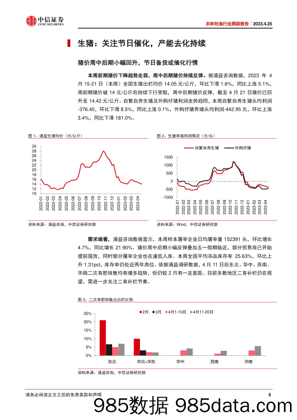 农林牧渔行业跟踪报告：猪价低位运行，食糖景气价格上行-20230425-中信证券插图4