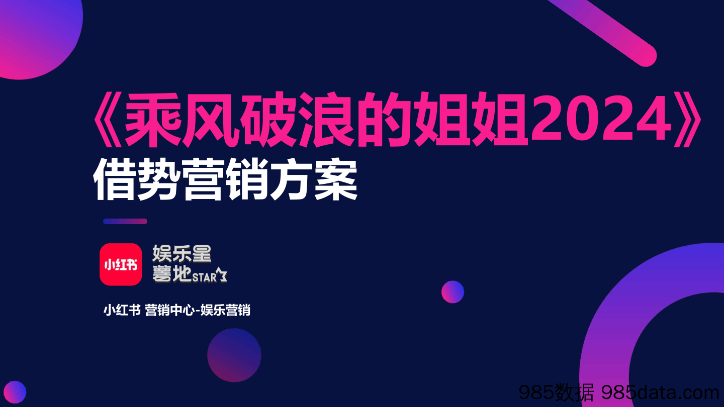 【IP营销案例】小红书【娱乐星薯地】《乘风破浪的姐姐2024》IP营销方案