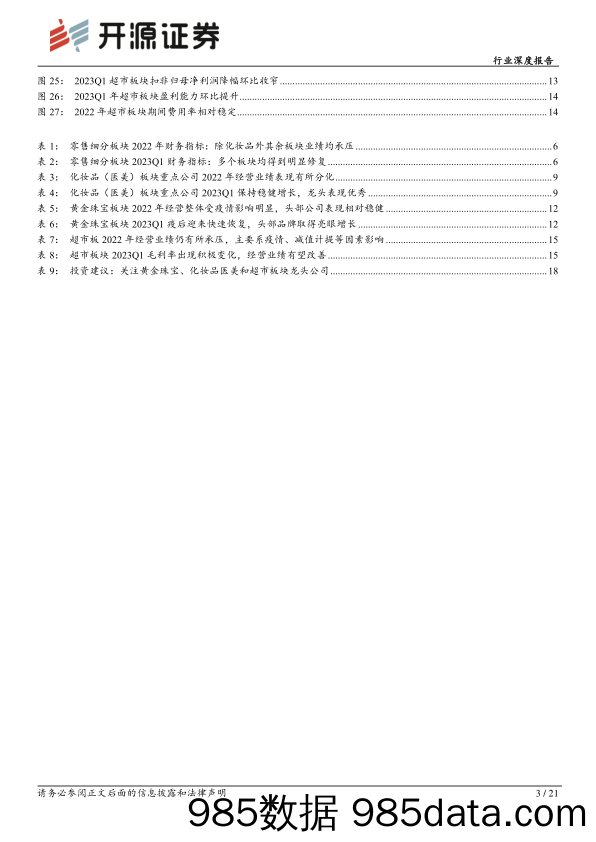 零售行业2022年报&2023年一季报综述：复苏之花徐徐盛开，关注黄金珠宝、医美化妆品龙头-20230505-开源证券插图2