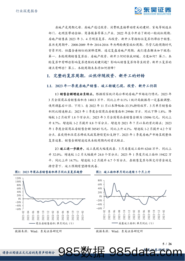 房地产行业深度报告：销售的回暖何时才能传导至投资及新开工？-20230512-东吴证券插图4