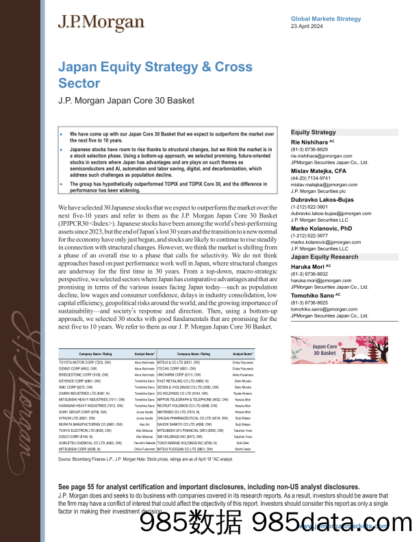 JPMorgan-Japan Equity Strategy  Cross Sector J.P. Morgan Japan Core ...-107744614