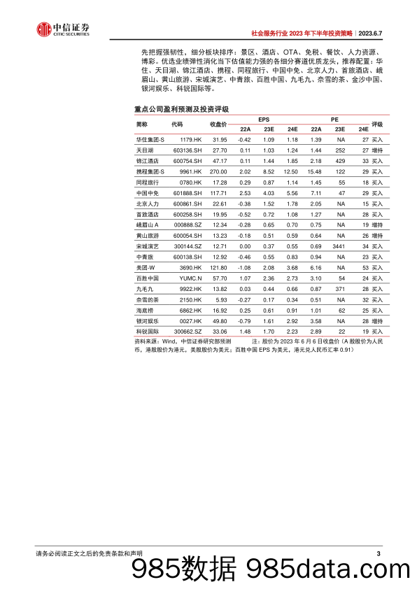 社会服务行业2023年下半年投资策略：出行链复苏明确，看重斜率兼顾韧性-20230607-中信证券插图2