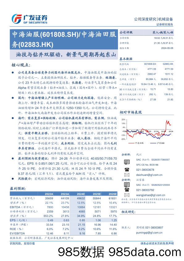 中海油服(601808)油技与钻井双驱动，新景气周期再起东山-240508-广发证券