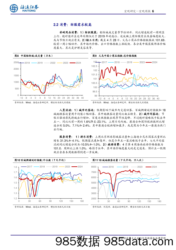 国内高频指标跟踪(2024年第16期)：“五一”消费成色如何？-240506-海通证券插图5