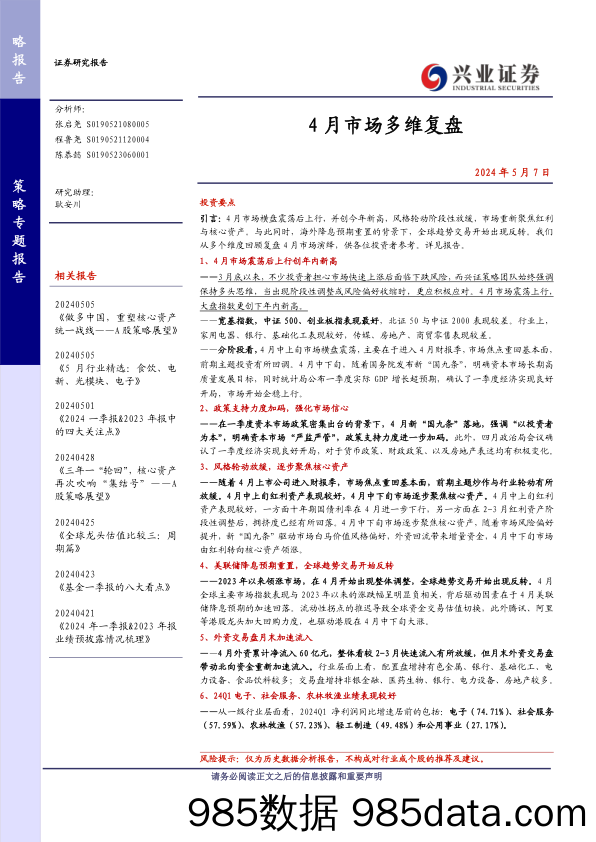 策略专题报告：4月市场多维复盘-240507-兴业证券