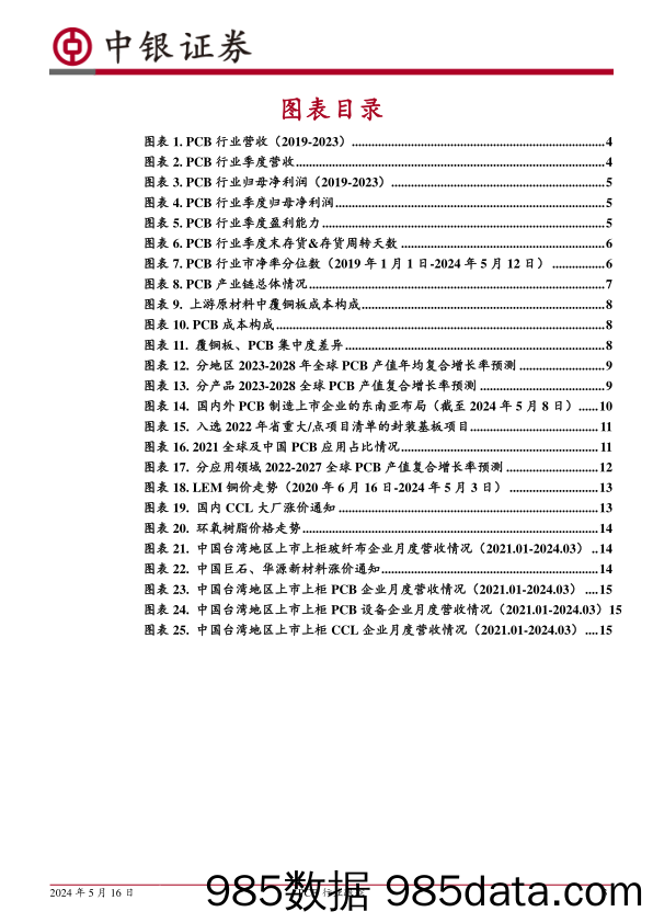 PCB行业跟踪：下游复苏带动景气回温，成本驱动覆铜板先行-240516-中银证券插图2