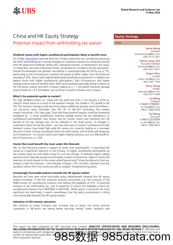 UBS Equities-China and HK Equity Strategy _Potential impact from withhold...-108191089